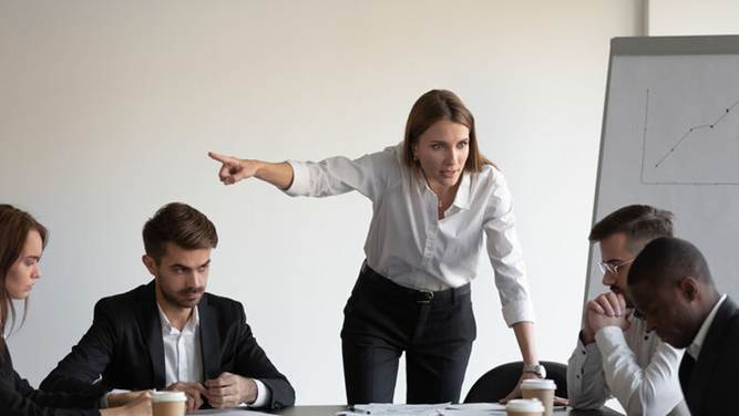 Woman yelling at male employee - Hostile Work Environment
